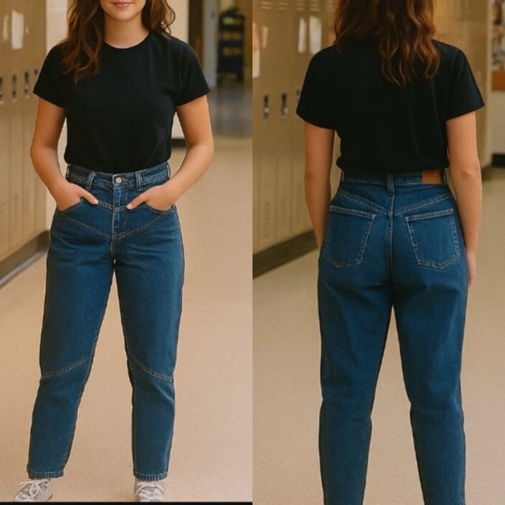 Vintage Calvin Klein Seamed Darts Jeans Stonewash Size 8 High Waist Straight Leg